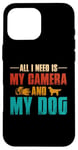 Coque pour iPhone 16 Pro Max Tout ce dont j'ai besoin, c'est de mon appareil photo et de mon amoureux des chiens, maman, papa, garçons et filles