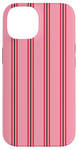 Coque pour iPhone 14 Rose Rouge rayé Girly Esthétique Preppy Stripe