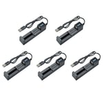 5X Chargeur de Batterie USB 1 Slot au Lithium Rechargeable Universel à Charge pour 18650 26650 14500 16340