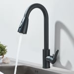 Black Kitchen Tap 360° Swivel Kitchen Taps with Pull Out Spray Kitchen Mixer Tap