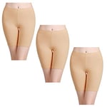 wirarpa Anti Chafing Shorts Women Cotton Cycling Shorts Ladies Chub Rub Boxer Shorts Leggings for Under Dress Skirt 3 Pack Beige Size 14-16