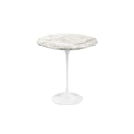 Knoll - Saarinen Round Table - Småbord, Vitt underrede, skiva i glansig vit Calacatta marmor, Ø 51 - Sidobord - Eero Saarinen