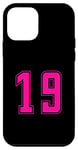 Coque pour iPhone 12 mini Pink Numéro 19 Équipe Junior Sports Uniforme Pink Numéroté