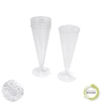 Homéa, Set de 6 Flutes à Champagne en Plastique Réutilisable 12Cl Paillete Argent