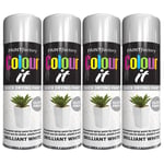 4X White Gloss Spray Paint Aerosol Auto Car Lacquer Wood Metal 250ml