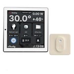 Shelly Wall Display White + Blu H&T Ivory (Bundle), Kit domotique Wi-Fi & Bluetooth, Panneau de contrôle, Capteur de température et d’humidité, Relais interrupteur 5A, Thermostat, Mesure consommation