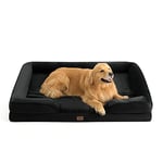 Bedsure XXL Dog Sofa Bed Washable - Extra Large Orthopedic Dog Beds with Removable Flannel Zipper Cover, XL Waterproof Human Dog Bed for Adults, Black Squre Pet Bed, 134.5x106.5x20cm