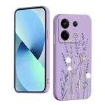 WOKEZ Silicone Liquide Cover pour Xiaomi Redmi Note 13 Pro 5G/ Xiaomi Poco X6 avec Motif Floral, Ultra Mince Silicone Cover pour Redmi Note 13 Pro 5G/Poco X6 avec Antichoc-Violet38