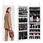 VEVOR Armoire à bijoux verrouillable - Hauteur : 108 cm - Rangement de bijoux avec miroir intégral - Organisateur de bijoux avec éclairage intérieur LED et doublure en velours - Blanc