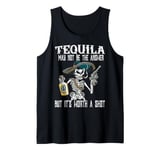 Funny Tequila Skeleton Halloween : Worth a Shot Fiesta Vibes Tank Top