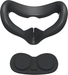 Silicone Face Cover Actualisé Avec Protection Lentille Pour Oculus/Meta Quest 2, Accessoires Vr Nettoyables Anti-Fuite De Lumière Pour Garder Votre Casque Vr Sans Sueur Et Hygiénique (Noir)