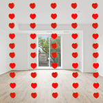 120pcs Red Heart Candy 7ft Hanging String Decorations Valentine’s Day Anniversary Engagement Wedding Party Wall Curtain Foil Banner