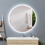 Acezanble - 70cm miroir rond, miroir de salle de bain anti-buée, miroir led avec éclairage, miroir mural cosmétique lumineux,interrupteur tactile