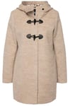 Ulla Popken Femme Duffle-Coat en Laine mélangée, Ligne en A avec Capuche, Manches Longues et Boutons oblongs Mastic foncé 50+ 825502300-50+