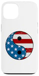 Coque pour iPhone 13 Drapeau américain Yin et Yang rouge, blanc et bleu avec étoiles