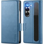 TUCCH Coque pour Galaxy Z Fold6 5G, Étui Portefeuille en Cuir Synthétique avec Porte S-Pen, [Blocage RFID] Fentes pour Cartes Fonction Support Housse Antichoc pour Galaxy Z Fold 6 (2024) - Bleu Clair