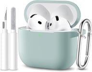 Coque Compatible Avec Airpods 4 Case 2024, Étui Protection Antichoc En Silicone Souple Pour Apple Airpods 4Ème Generation Housse Avec Kit De Nettoyage Et Mousqueton [Led Visible], [QUE073843]