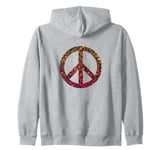 MAKE PEACE NOT WAR - Peace Sign Logo with Flowers Zip Hoodie