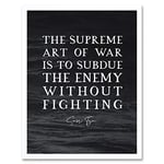 Artery8 Slate Inspiring Quote Sun Tzu Art of War Subdue Enemy Without Fighting Art Print Framed Poster Wall Decor 12x16 inch