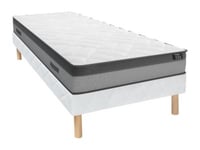 Ensemble 90 x 190 cm sommier + matelas ressorts ensachés et mémoire de forme ép.24cm - ILLUSION de YSMÉE