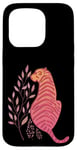 Coque pour iPhone 15 Pro Tigre rose orange sauvage jungle floral Boho Preppy Art