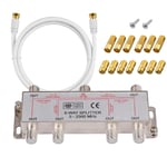 6-Voies Répartiteur Satellite F Type De Splitter Coax Splitter Câble 5-2500mhz Avec 1,5m Câble Coax Fiches F Pour Sky Box Telewest Eurovox Starview Dreambox[Pho065497]