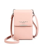 Katech Pochette Téléphone Portable de 6,5'', Sacs Bandoulière Femme, Petit Portefeuille Femme Cuir PU pour Smartphone, CB, Clé, Sacoche Femme Bandoulière, Pochette Sac Telephone Portable Femme, Rose