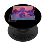 Vaporwave Décoration japonaise en forme de cœur Cyberpunk Coucher de soleil PopSockets PopGrip Interchangeable