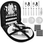 13 Pcs Vaisselle Pique Nique Portable Kit Vaisselle Camping 2 Personnes Couverts Camping INOX Ensemble de Vaisselle d'Extérieur Set Pique Nique avec