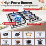 Stainless steel Built-in 4 Burner Cooker Worktop Stoves LPG Gas Hob Camper Van 