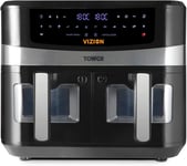 Tower, T17100, Vortx Vizion 9L Dual Basket Air Fryer with Digital control panel