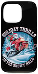 Coque pour iPhone 13 Pro Holiday Thrills Snowy Hill Père Noël en motoneige