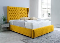 Eleganza Salva Plush Superking Bed Frame - Mustard Gold