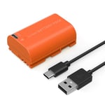 SMALLRIG LP-E6NH Battery 2400mAh USB-C Battery for Canon R5, R6, R7, 2.5H Full Charged Battery for Canon R6 Mark II, R, R5 C, 5D II/III/IV, 6D, 6D II, 7D, 7D II, 60Da, 70D, 80D, 90D, Orange - 4968