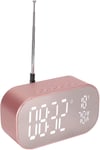 Radio-Reveil,Radio-Reveil Numerique Fm Multifonction Avec Haut-Parleur Bluetooth,Reveil De Bureau A Reduction De Bruit Avec Microphone D'Appel Hd(Or Rose)