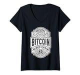 Womens Bitcoin Cryptocurrency Funny Vintage Whiskey Bourbon Label V-Neck T-Shirt
