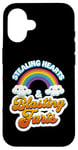 Coque pour iPhone 16 Stealing Hearts & Blasting Pets Funny Valentines Rainbow