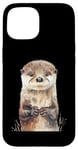 Coque pour iPhone 15 Aquarelle Otter Baby