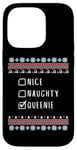 iPhone 14 Pro Nice, Naughty, Queenie Christmas Ugly Sweater Style Case