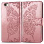 Trolsk Wallet-deksel med Butterfly (iPhone SE3 /SE2/8/7) - Rose gull