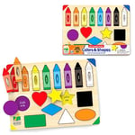 The Learning Journey Lift & Learn Colours & Shapes Tray Puzzle For Kids - Helps Interactive Child Development, Colour & Shape Recognition and Spelling - 16 Lift Out Pieces - For 3+ Years