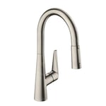 hansgrohe Talis M51 Mitigeur de cuisine 200, avec douchette extractible 2 jets, sBox, aspect acier inox, 73851800