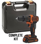 BLACK+DECKER 18 V Cordless 2-Gear Combi Hammer Drill Power Tool with Kitbox,...