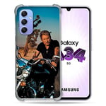 Cokitec Coque Renforcée en Verre Trempé pour Samsung Galaxy A34 5G Musique Johnny Hallyday Moto