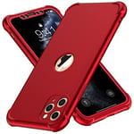 ORETECH Coque Compatible avec iPhone 11 Pro Max, avec 2 x Protecteur D'écran en Verre Trempé Housse Hybride Robuste 2 en 1 Antichoc Anti Rayures PC TPU Etui pour iPhone 11 Pro Max 6.5" Rouge