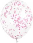 6 stk 30 cm Genomskinliga Ballonger med Rosa Konfetti