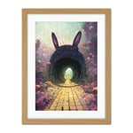 Doppelganger33 LTD Down The Rabbit Hole Alice In Wonderland Easter Bunny Tunnel Artwork Framed Wall Art Print 18X24 Inch