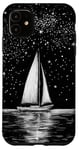 iPhone 11 Sailboat Minimalism Sketch Night Sky Stars Galaxy Case