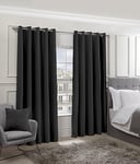 Emma Barclay Cali Eyelet - Woven Thermal Blackout Eyelet Curtains in Black - Width 90 x Drop 90" (228 x 228cm)