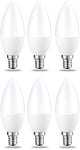 Amazon Basics Petite ampoule bougie LED E14 B35 avec culot à vis, 5W (équivalent incandescente de 40W),CRI80, blanc chaud, dimmable - Lot de 6